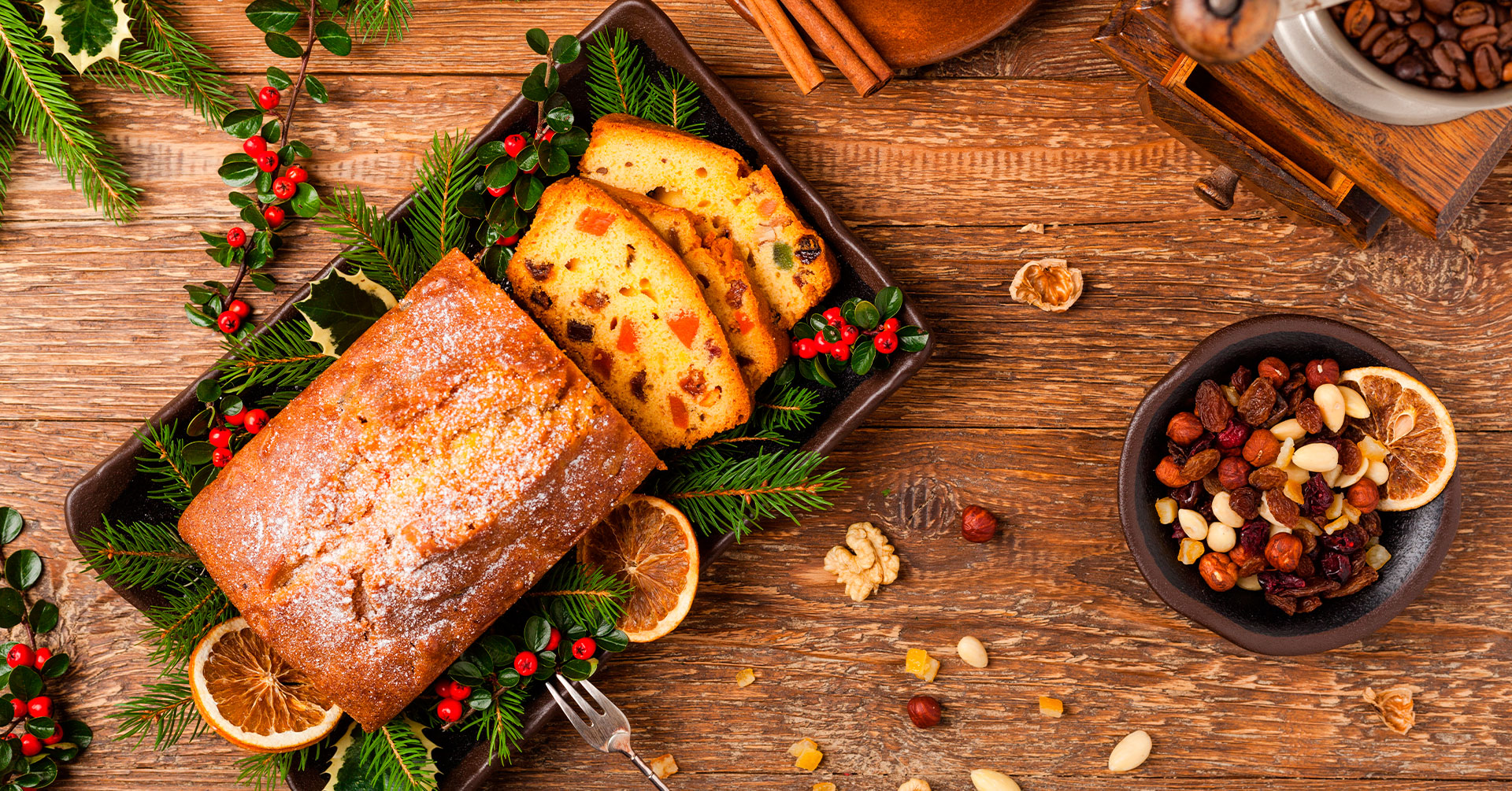 Pastel navideño de frutas