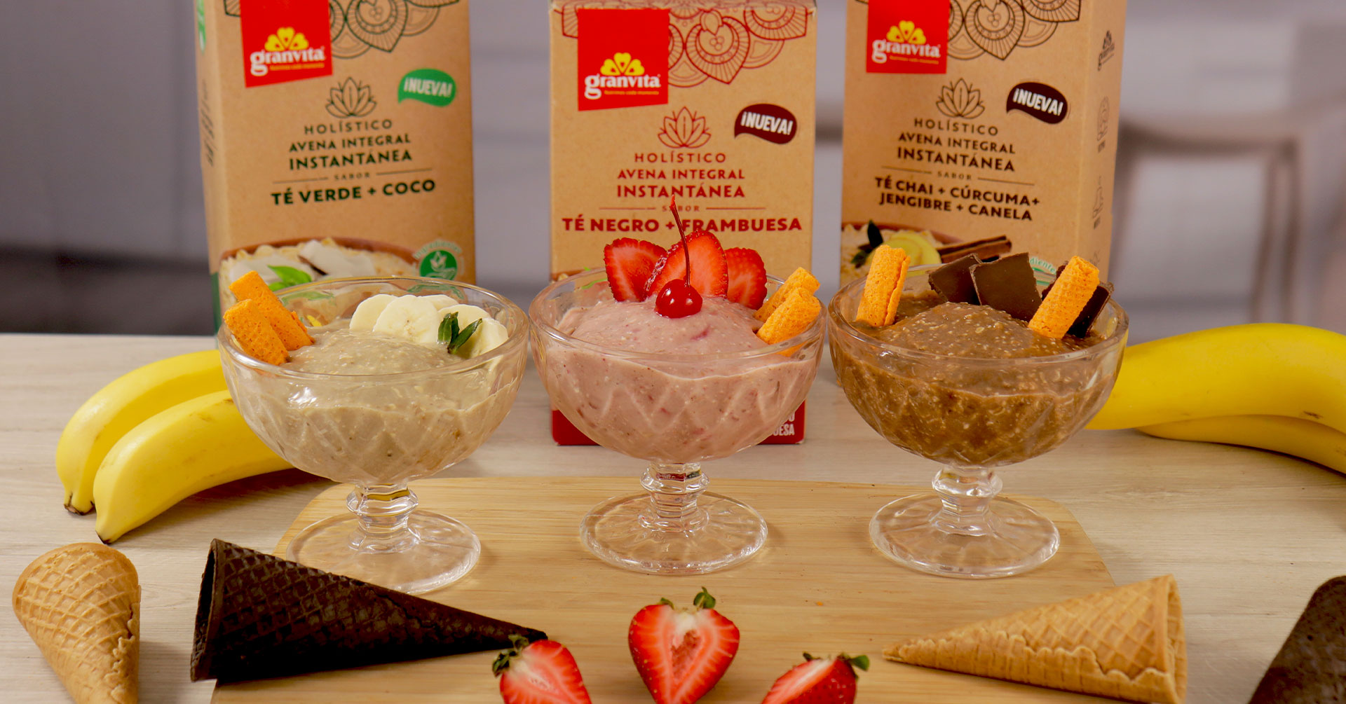 3 helados cremosos con avena