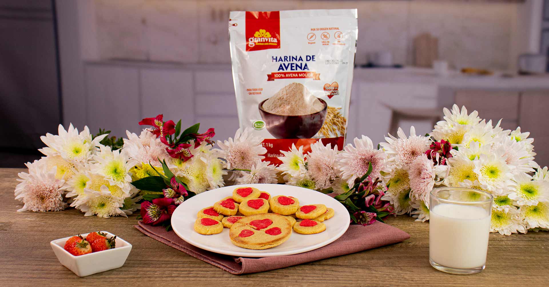 Galletas de corazones con harina de avena