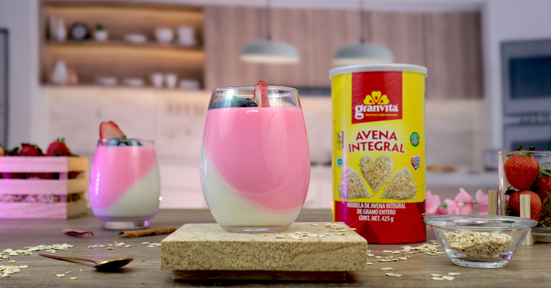 Gelatina de fresa con avena