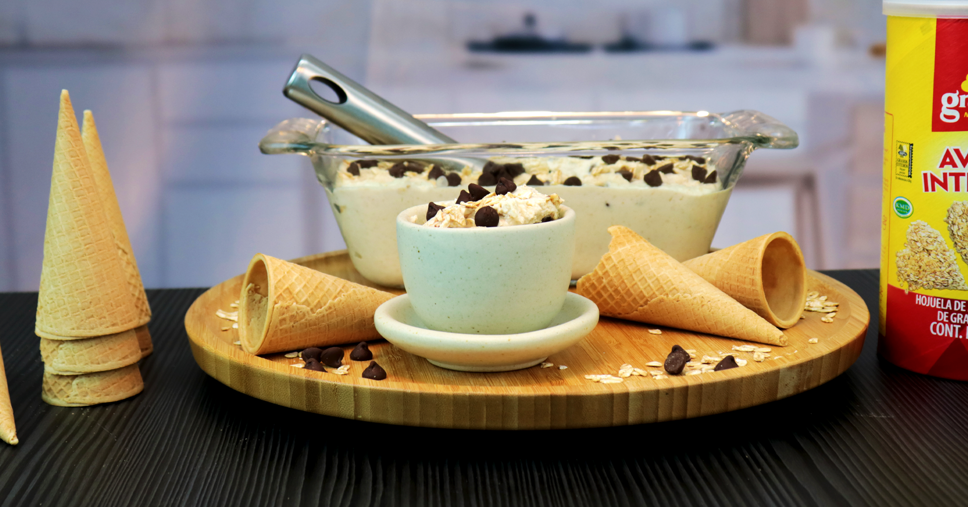 Helado de avena con chispas de chocolate