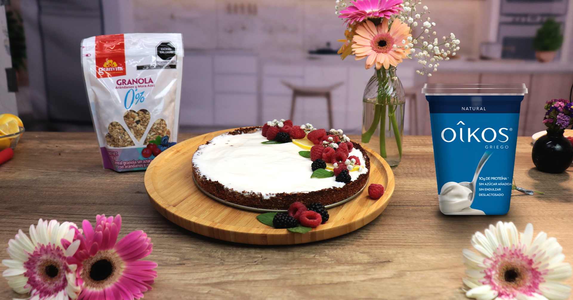 Pay helado de yoghurt con granola