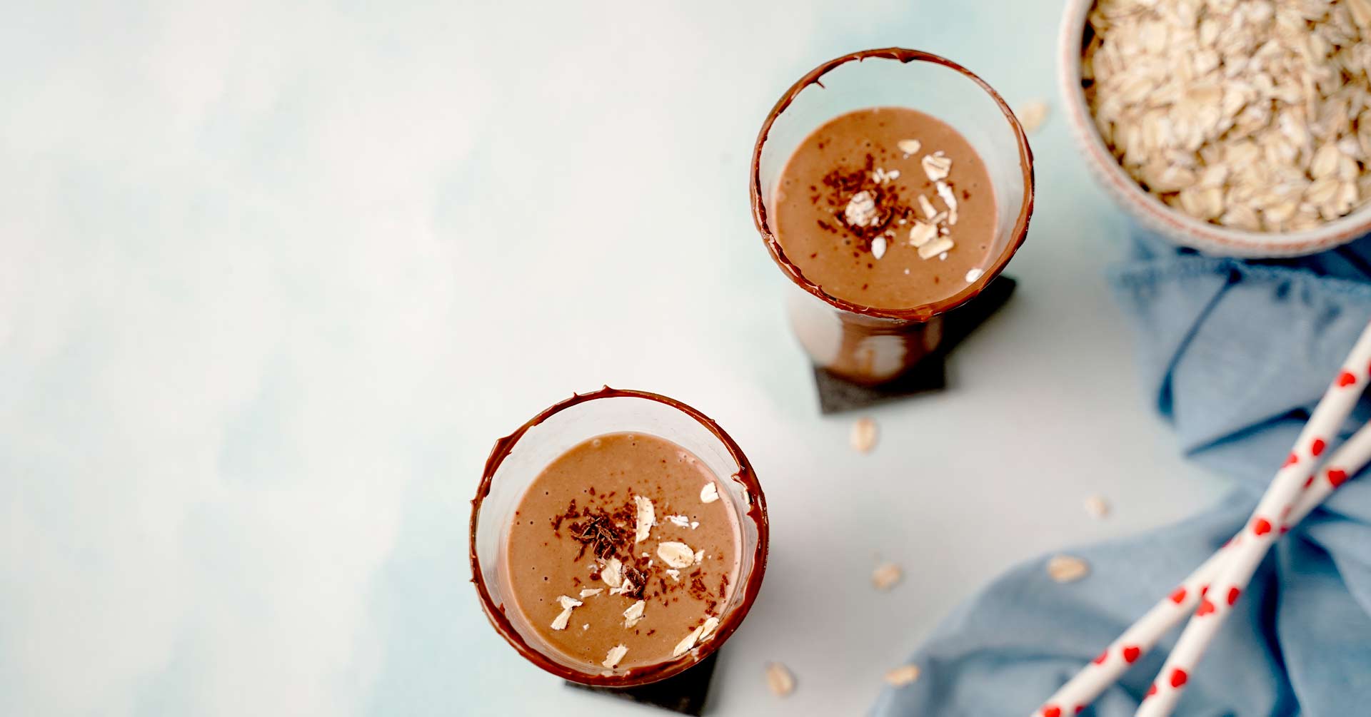 Malteada de chocolate y avena