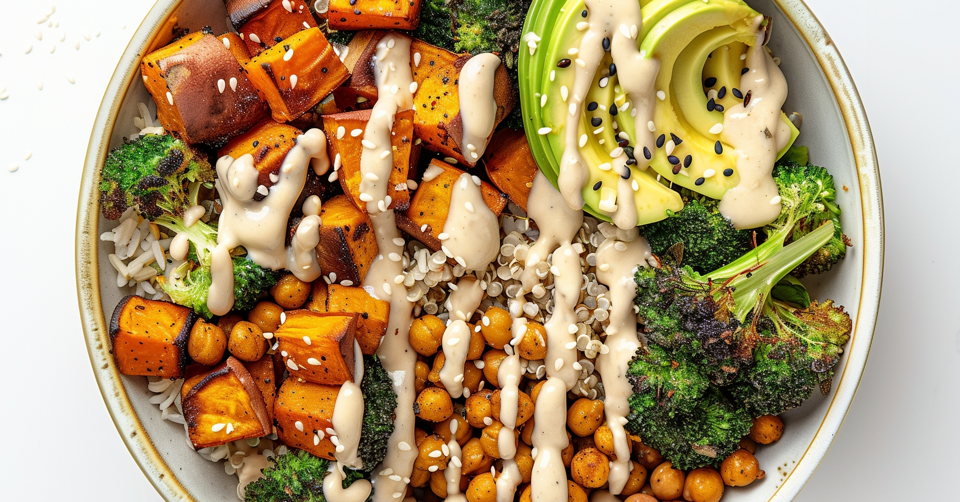 Tazón de arroz con garbanzos y granola