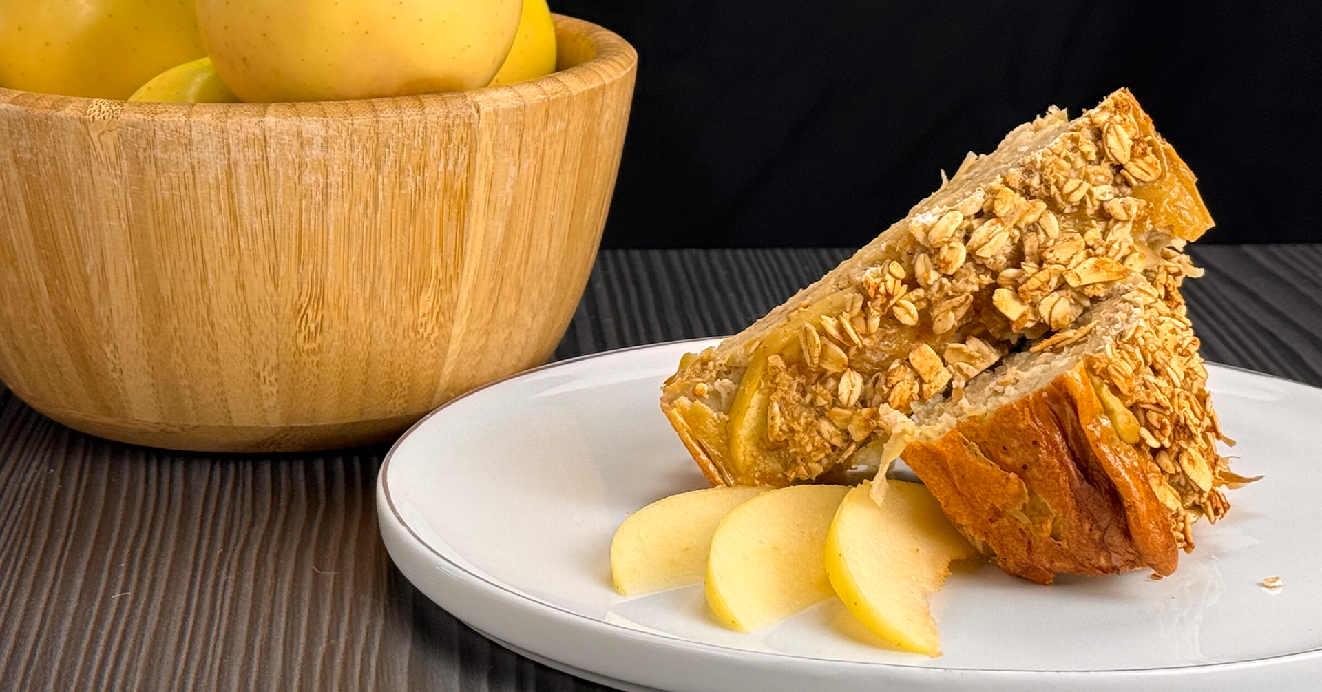 Milhojas de avena con manzana